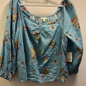 a.n.a Women’s Size 2x blue Peplum Top   Cotton/rayon blend